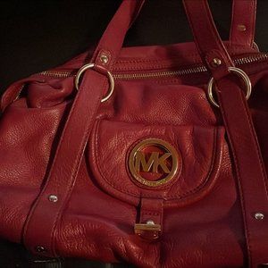 Michael Kors Fulton Gold Logo Leather Satchel